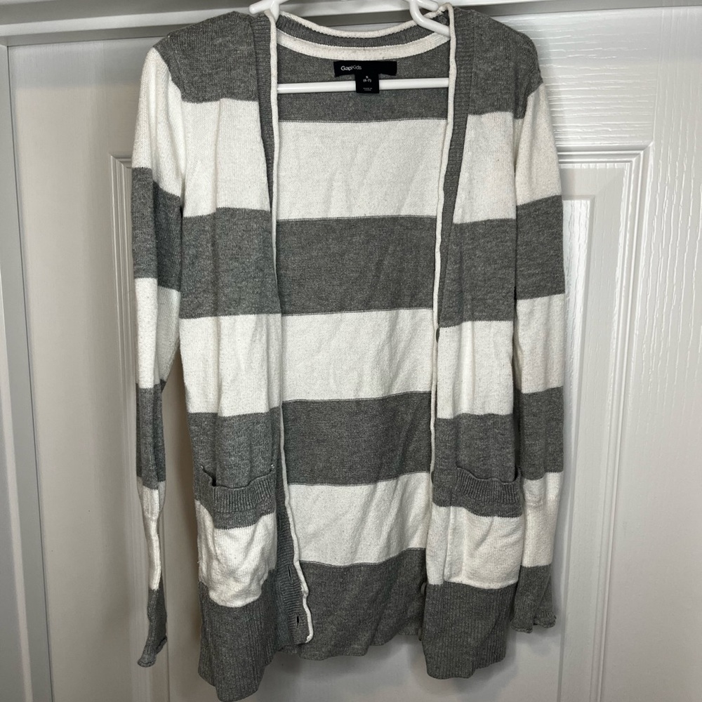 gap striped button down cardigan